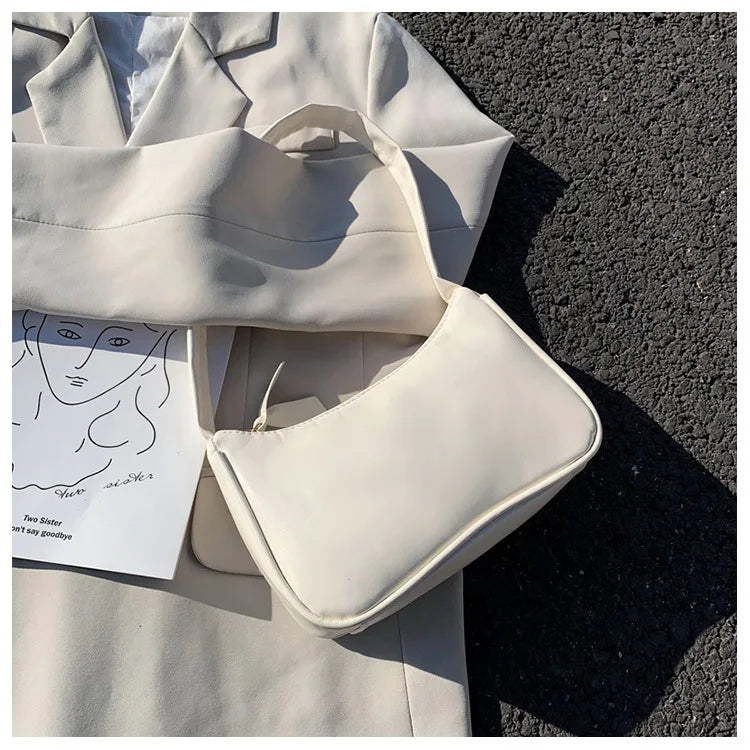 Retro Forearm Bag for Women | PU Leather Bow Handbag & Baguette Shoulder Bag (Western Style Underarm Bag, Casual Tote)