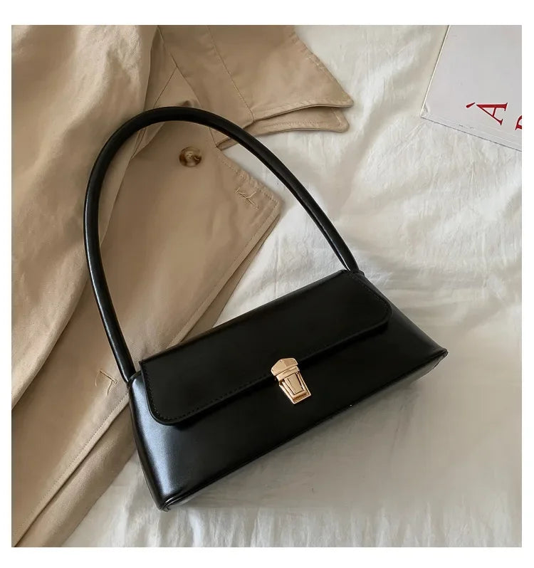 Fashion Retro Women's Shoulder Bag | Simple Solid Colour Handbag & Vintage Underarm Bag (Unisex Tote)