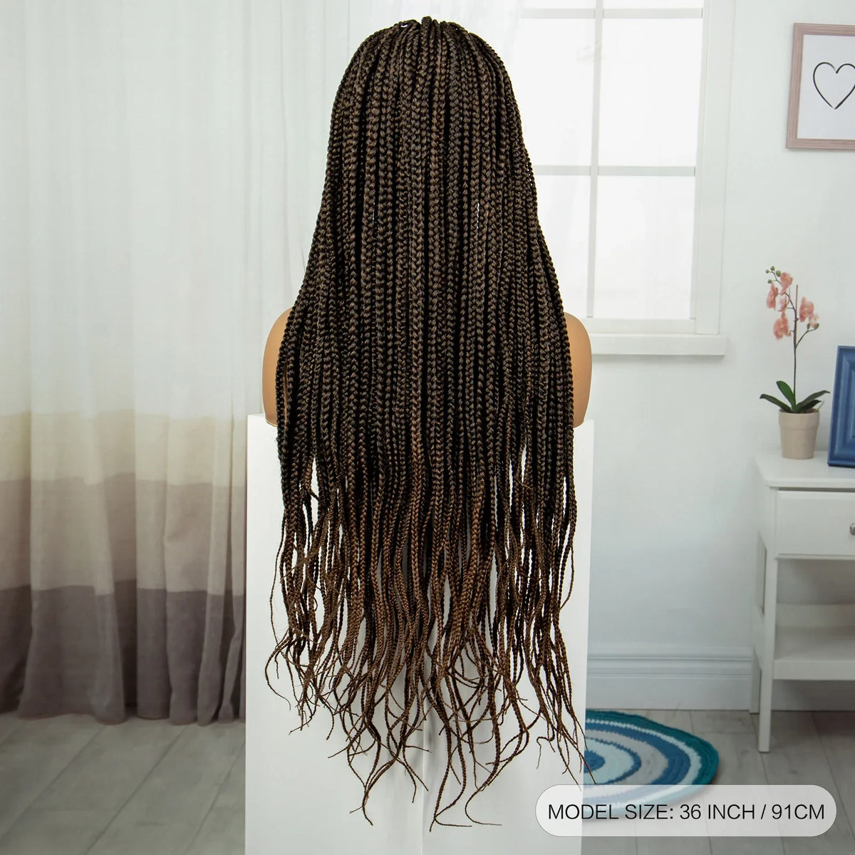 36" Ombre Knotless Braids Wig | 1B/27 | 9x6 Lace Front | Baby Hair