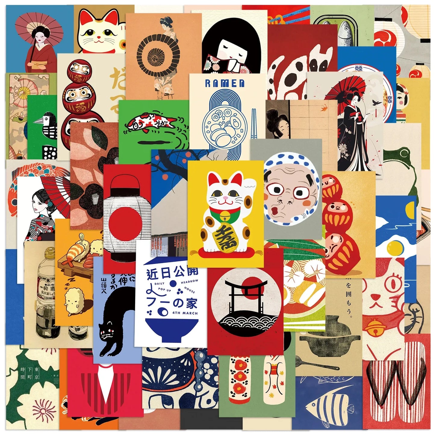 50/100PCS Cartoon Japanese style Poster Stickers - Decor Refrigerators Skateboards Computers, Laptops, Waterproof Stationery