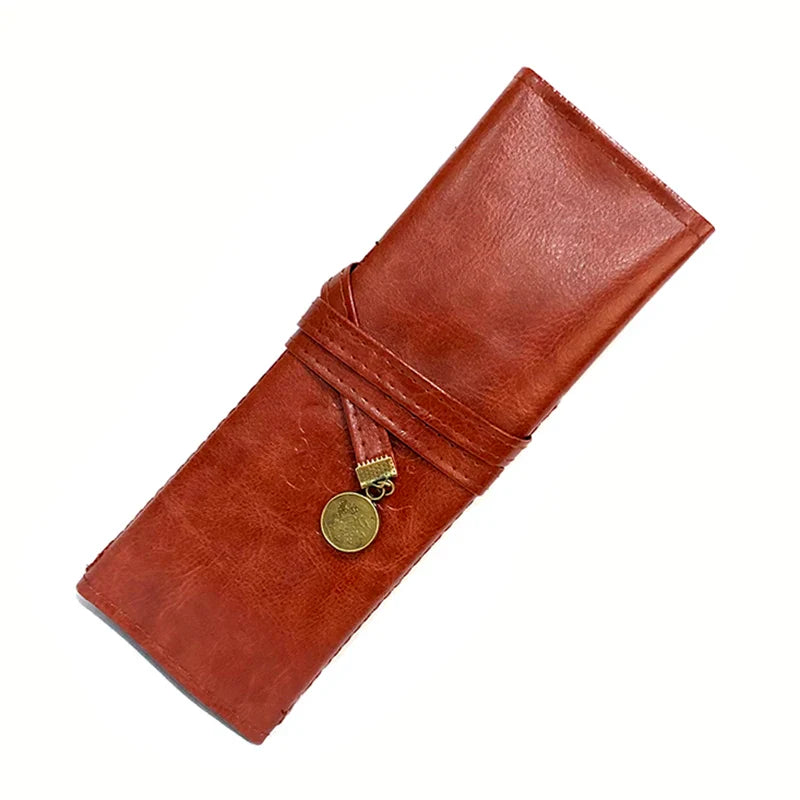 1Pcs Vintage Retro UP Leather Roll Pencil Case Twilight Saga Cosmetic Roll Bag for Women Gifts Stationery Brush Makeup Supplies