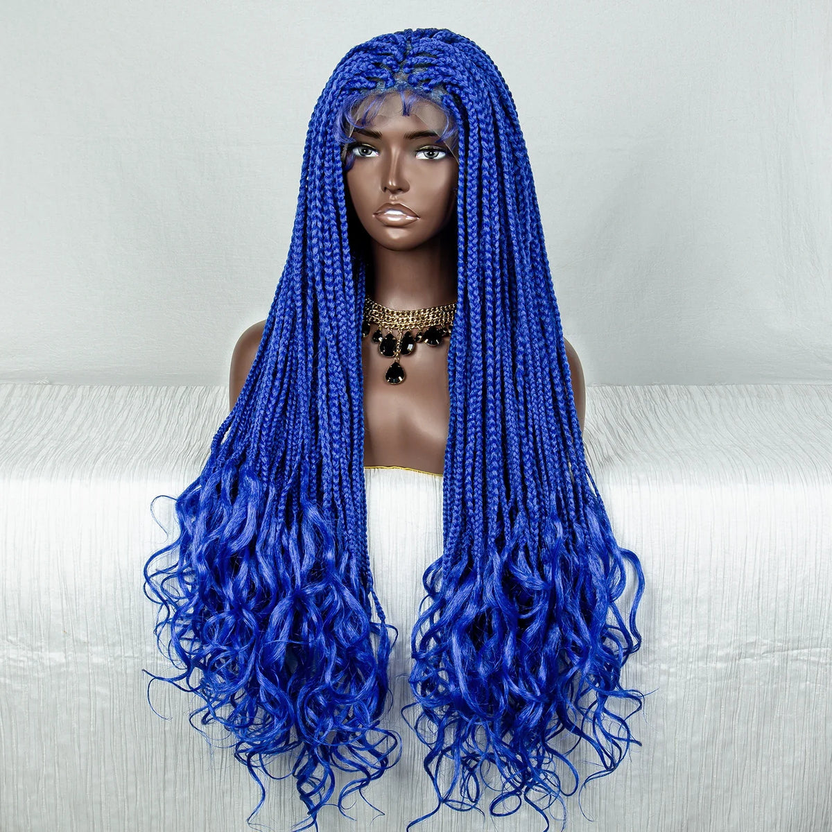 36" Pink & 613 Blonde Braided Wig | Water Wave Ends | Lace Front | Baby Hair