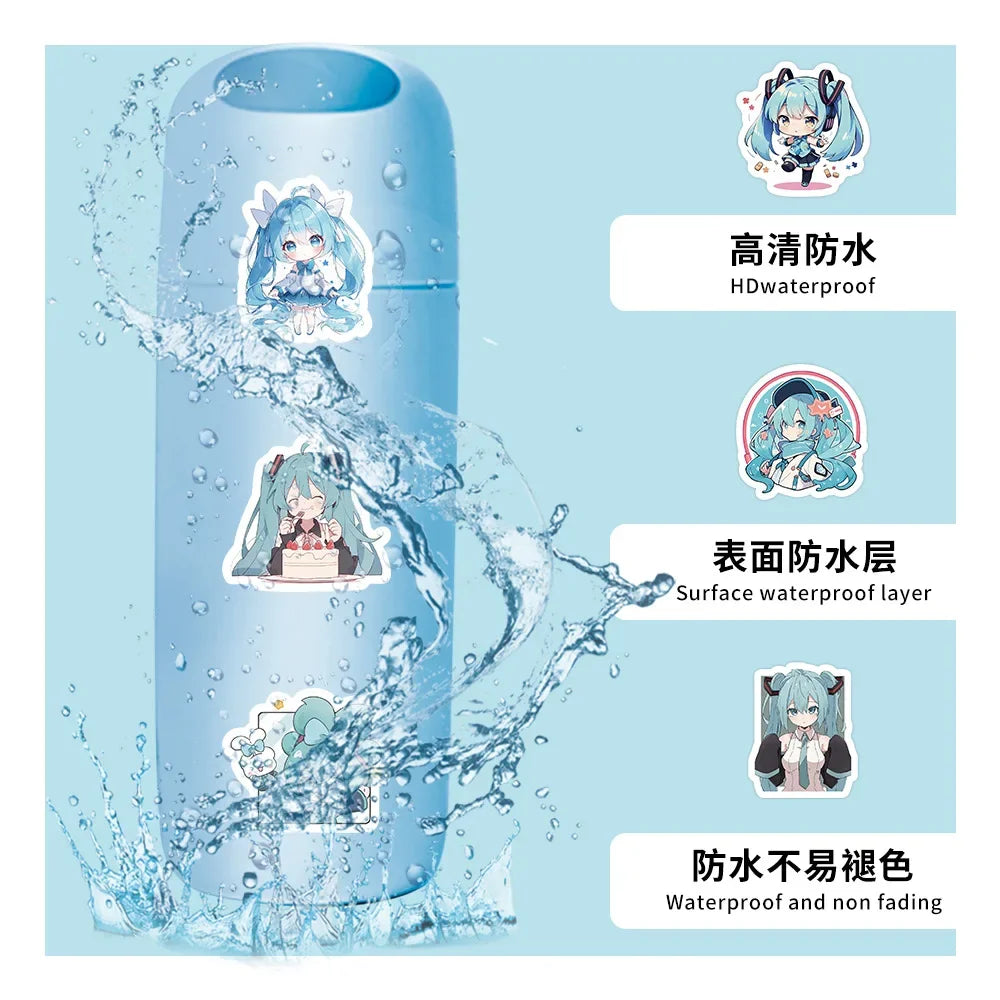 100pcs Hatsune Cute Miku Stickers Pack Waterproof Phone Case Cartoon Journaling Stationery Kawaii Packaging Laptop Sticker