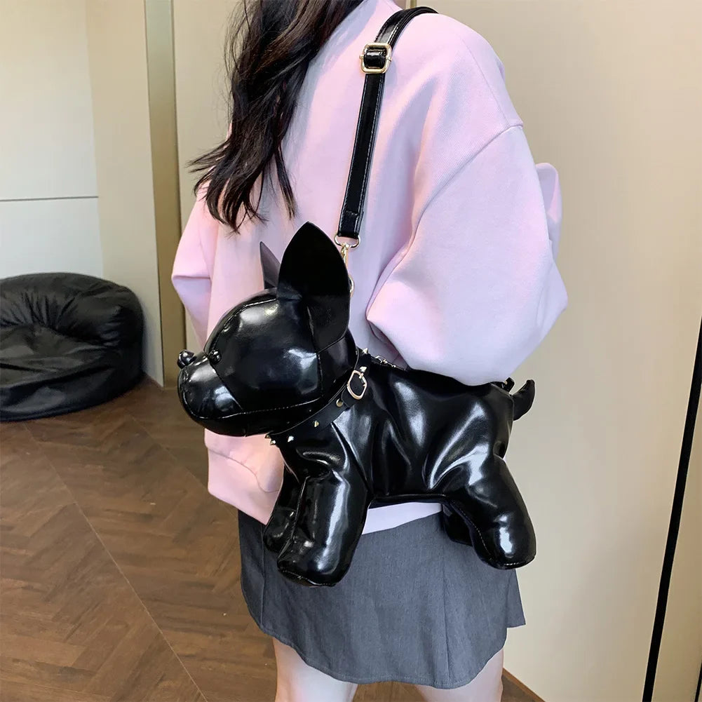 NEW Doggie Shoulder Bag for Women | Bulldog Crossbody Leather Bag with Adjustable Strap (Zipper Messenger Bag for Shopping & Travel)