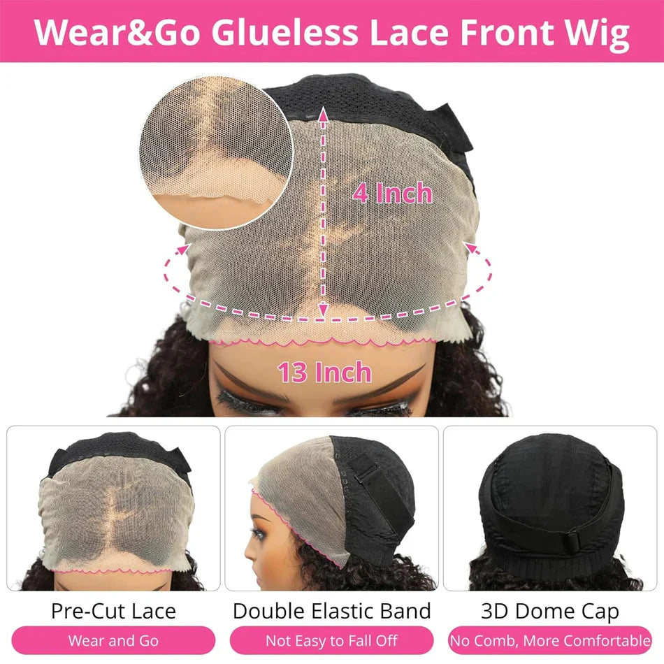16 Inch Loose Water Wave Malaysian 13x4 Lace Front Wig Short Bob Wet & Wavy Glueless 4x4 Closure
