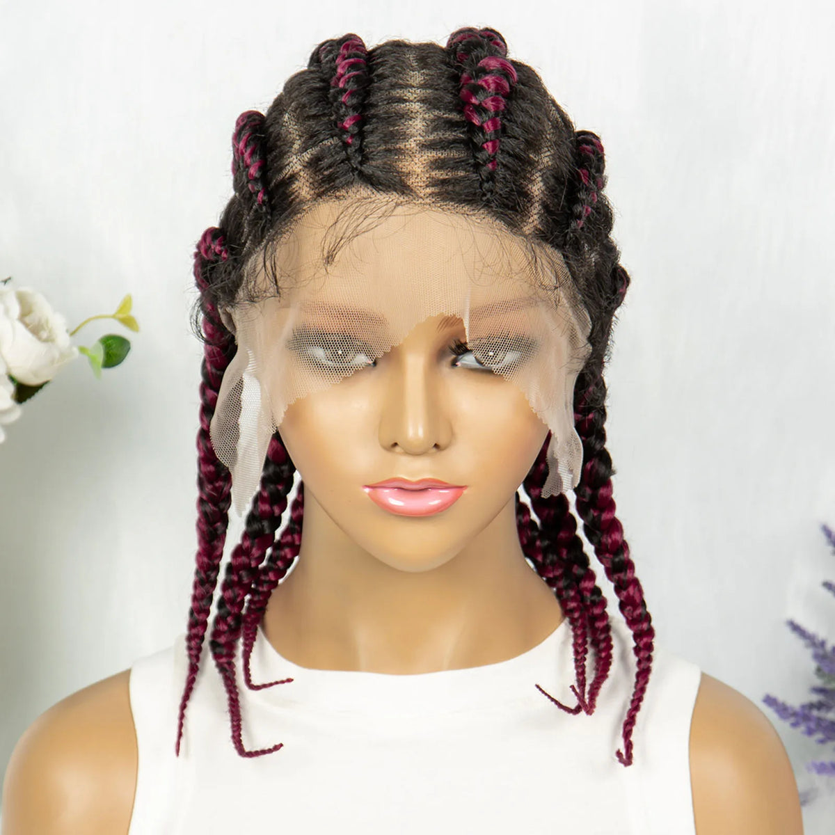 Full Lace Knotless Box Braids Wig | Cornrow Accent