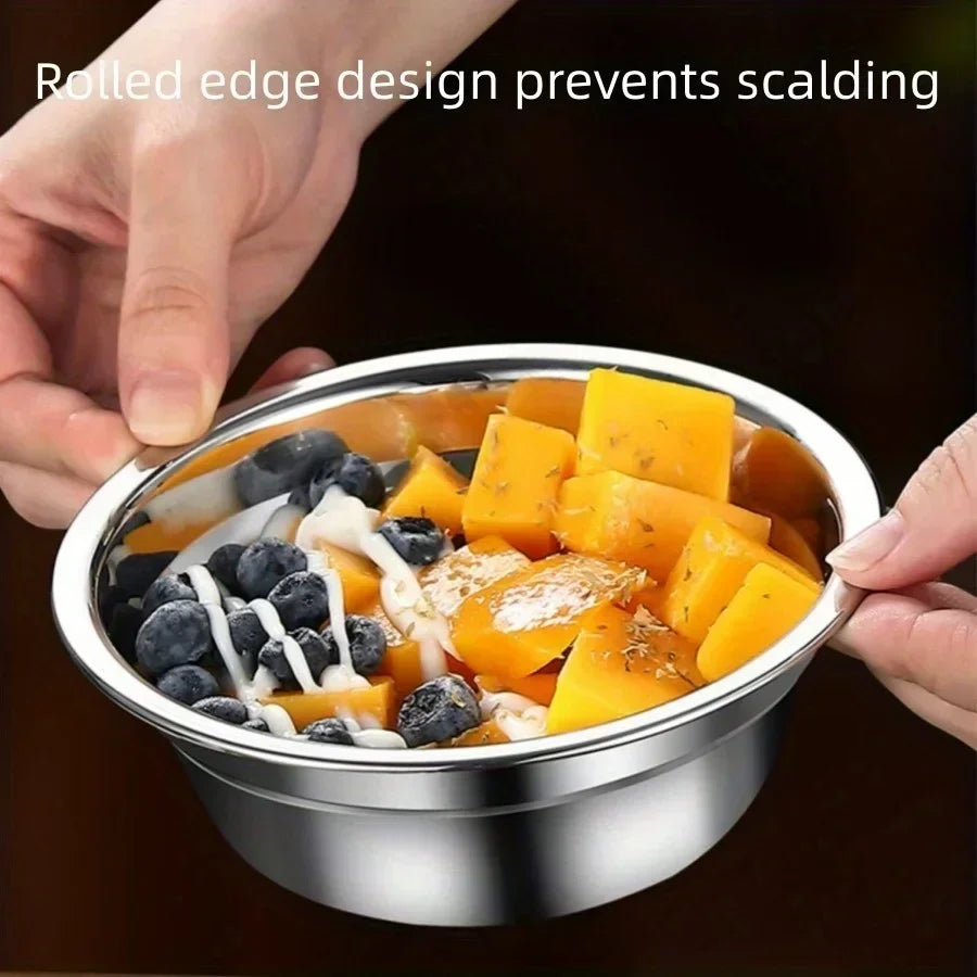 SUS304 stainless steel household deep noodle soup bowl, circular mixing bowl, salad bowl, steel bowl, rice mixing bowl