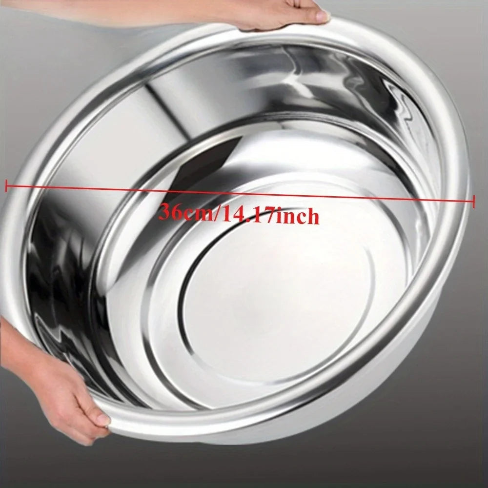 Oversized 36cm Metal Cooking Nesting Salad Bowls Large Capacity Washing Bowl Stainless Steel Mixing Bowl Set for Cooking