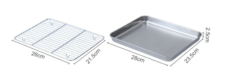 304 Wire Steaming Kebab Barbecue Mesh Rack BBQ Grill Mesh Net Carbon Stainless Steel deep Square Plate cafeteria Storage trays