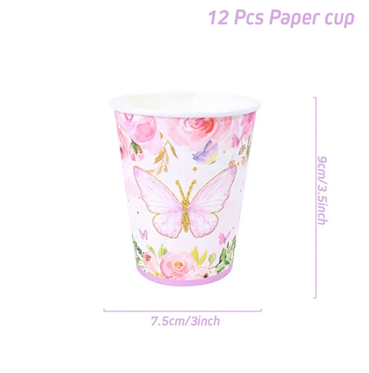 Purple Butterfly Disposable Tableware Napkin Butterfly Birthday Party Decor Girl Baby Shower Baptism Gender Reveal Supplies