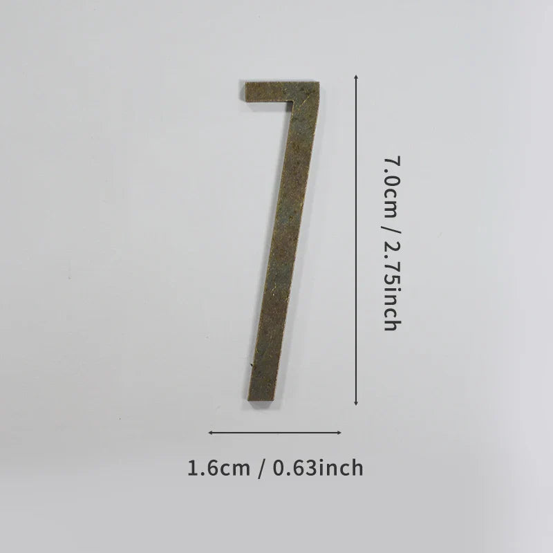 Bronze Door Number with Backing Adhesive 7cm Metal House Number Apartment Door Number for Outdoor Hotel Home Mailbox Label