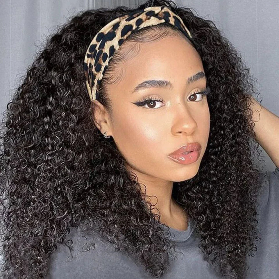 Malaysian Jerry Curly Headband Wig | 250% Density Glueless Remy Human Hair