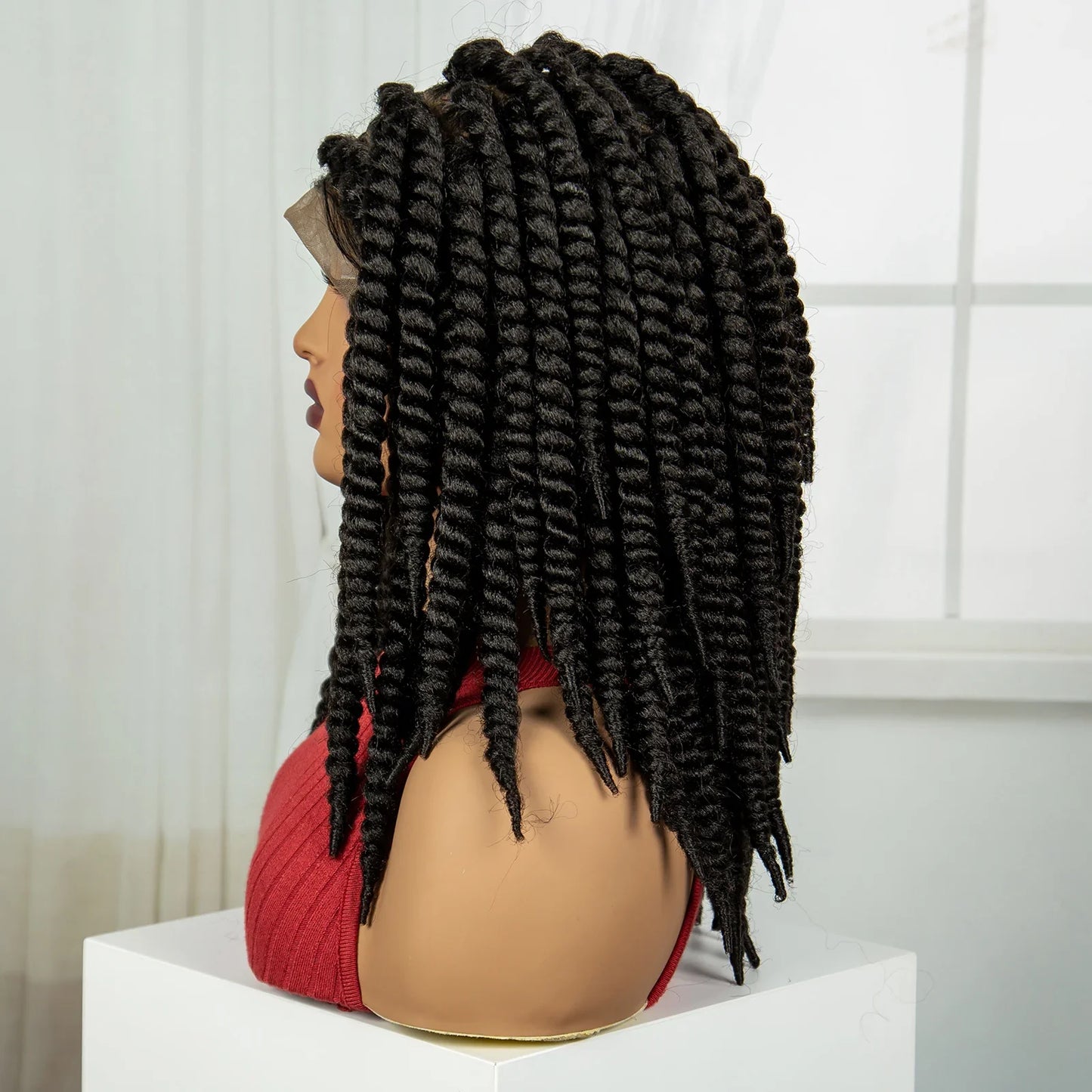 16" Twist Knotless Braids Wig | HD Full Lace | Baby Hair | Natural Look