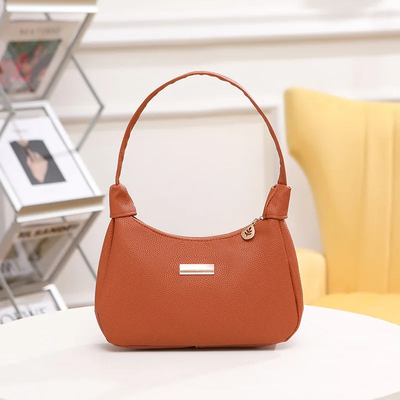 Women's Retro Solid Color PU Leather Handbag | Fashion Shoulder Underarm Casual Hobo Bag for Ladies
