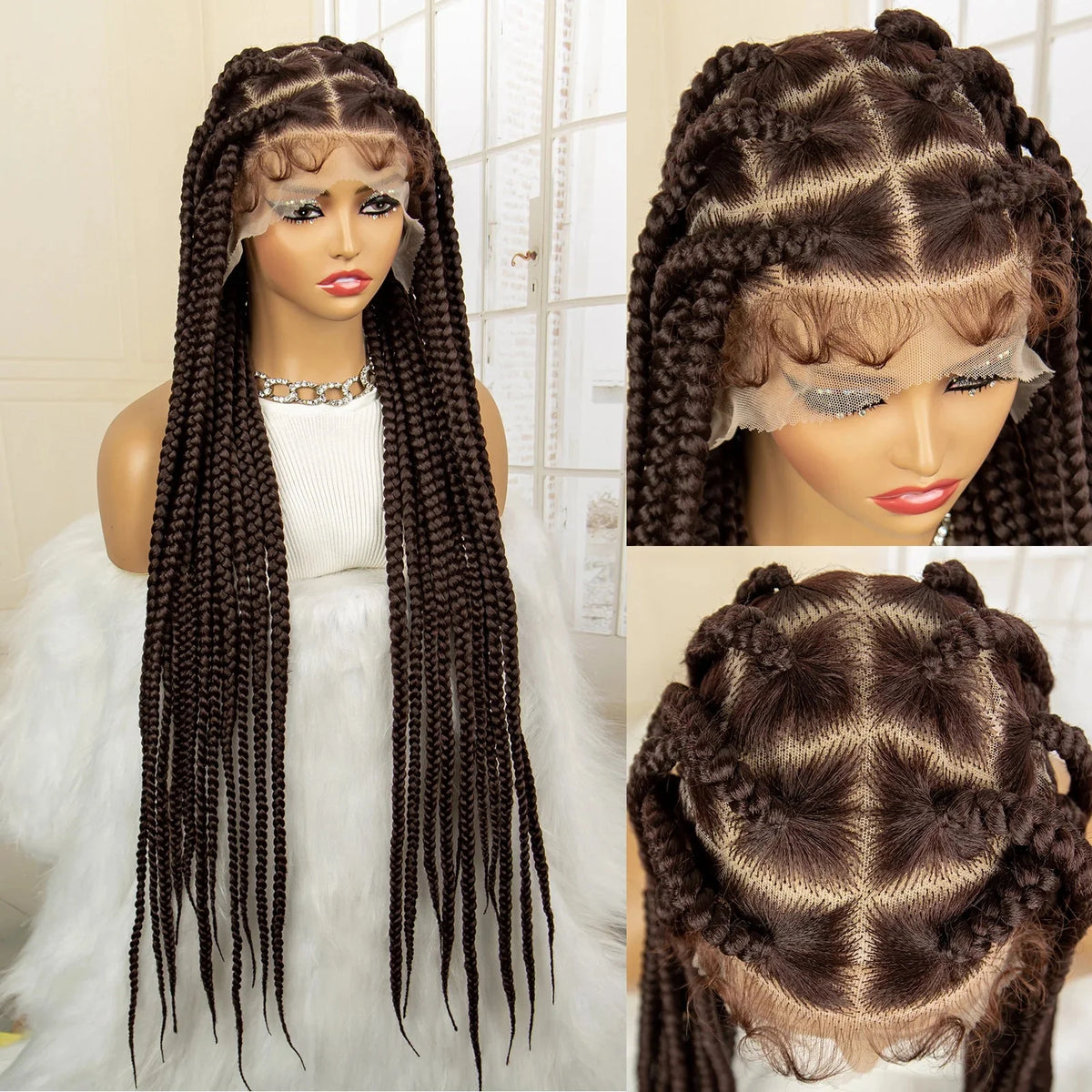 Jumbo Cornrow & Knotless Box Braids Wig | Full Lace | Baby Hair | Black Women