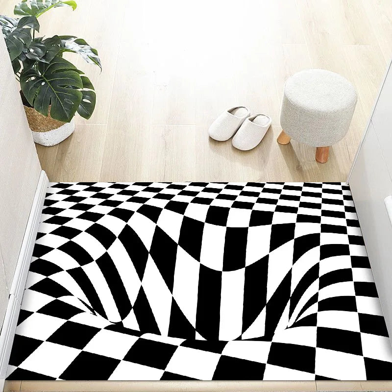 VIKAMA 3D Dizziness Crystal Velvet Floor Mat  Durable and Easy to Clean Anti-Slip Mat for Home Decoration  Entry Door Mat