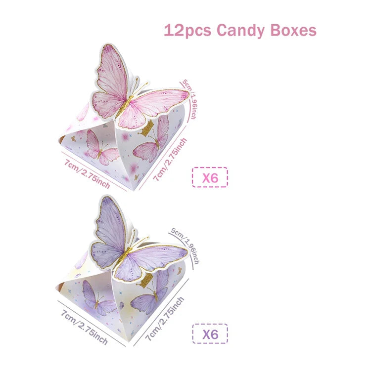 12pcs Butterfly Candy Boxes Gifts Packing Paper Boxes Birthday Party Decorations Girls Wedding Baby Shower Favors For Guest