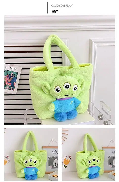 New Cartoon Plush Doll Shoulder Bag | Sweet and Cute Stitch Strawberry Bear Soft Cute Girls Handbag