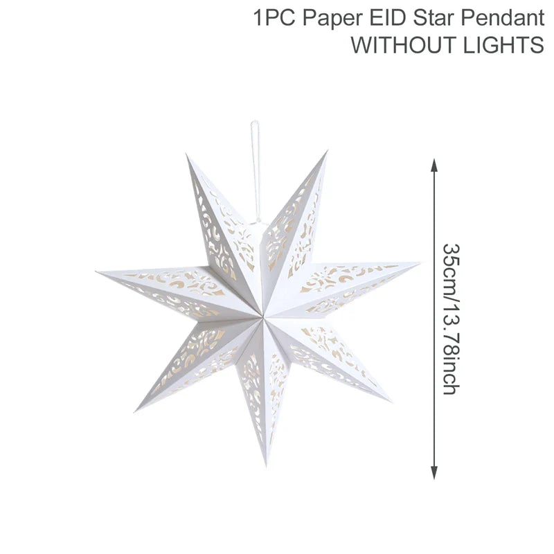 30-75cm Hollow Star Hanging Pendant Eid Mubarak Christmas Ramadan Decoration 2024 Islamic Muslim Party Decor Ramadan Kareem Gift