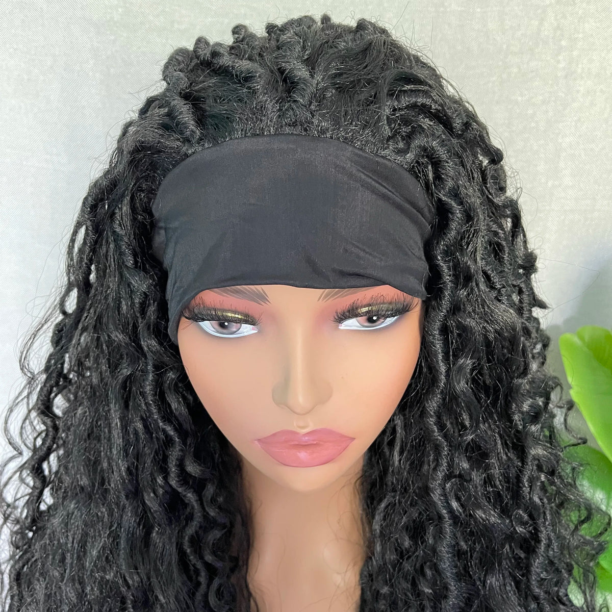 Goddess Faux Locs Headband Wig | 24" Afro Kinky Curly Passion Twist | Synthetic Braided Wig | Black Women