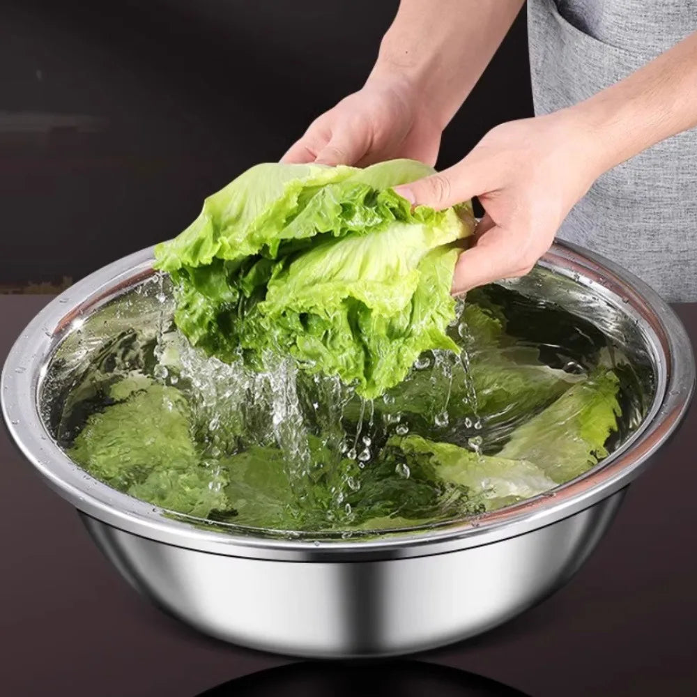 Oversized 36cm Metal Cooking Nesting Salad Bowls Large Capacity Washing Bowl Stainless Steel Mixing Bowl Set for Cooking
