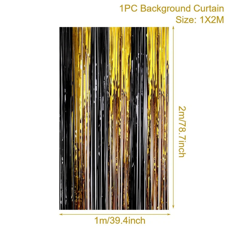 Gold Glitter Happy Birthday Party Backdrop For Photo Black  Happy Birthday Adult Theme Party Decoration Supplies DIY Backdrops