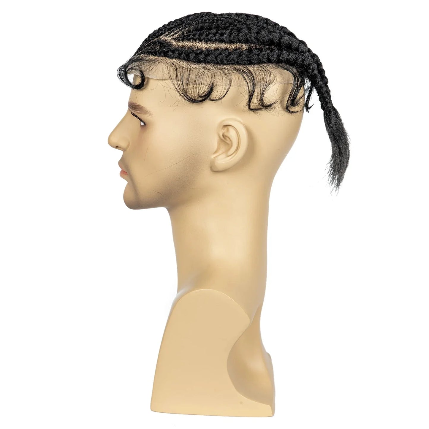 Men's HD Full Lace Cornrow Braided Toupee | Box Braids Wig | Synthetic Lace Front | African Men's Braids