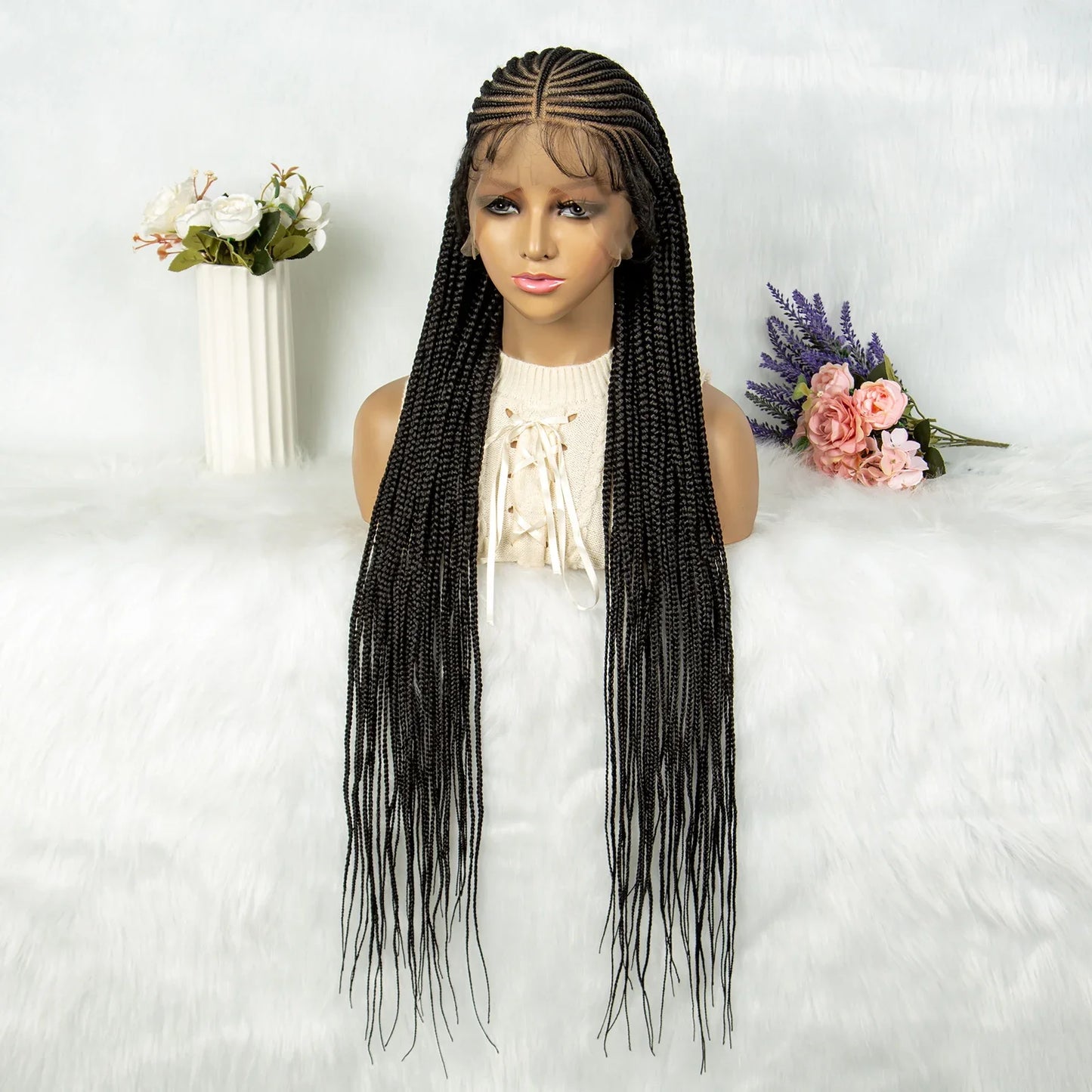 Full Lace Cornrow Box Braids Wig | Versatile Braided Styles with Baby Hair