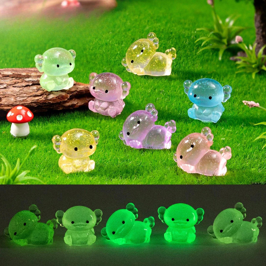 10-100 Flash Fat  Axolotl Miniatures Ambystoma Mexicanum Glow At Night Moss Microlandscape Decoration Cute Animals Fish Tank DIY