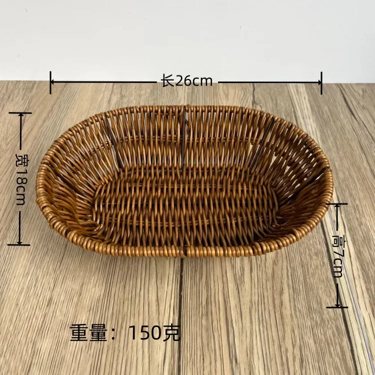 Imitation Rattan Fruit Basket Sundry Storage Basket Hand-Woven Storage Box Home Storage Supplies Tabletop Display Rattan Basket