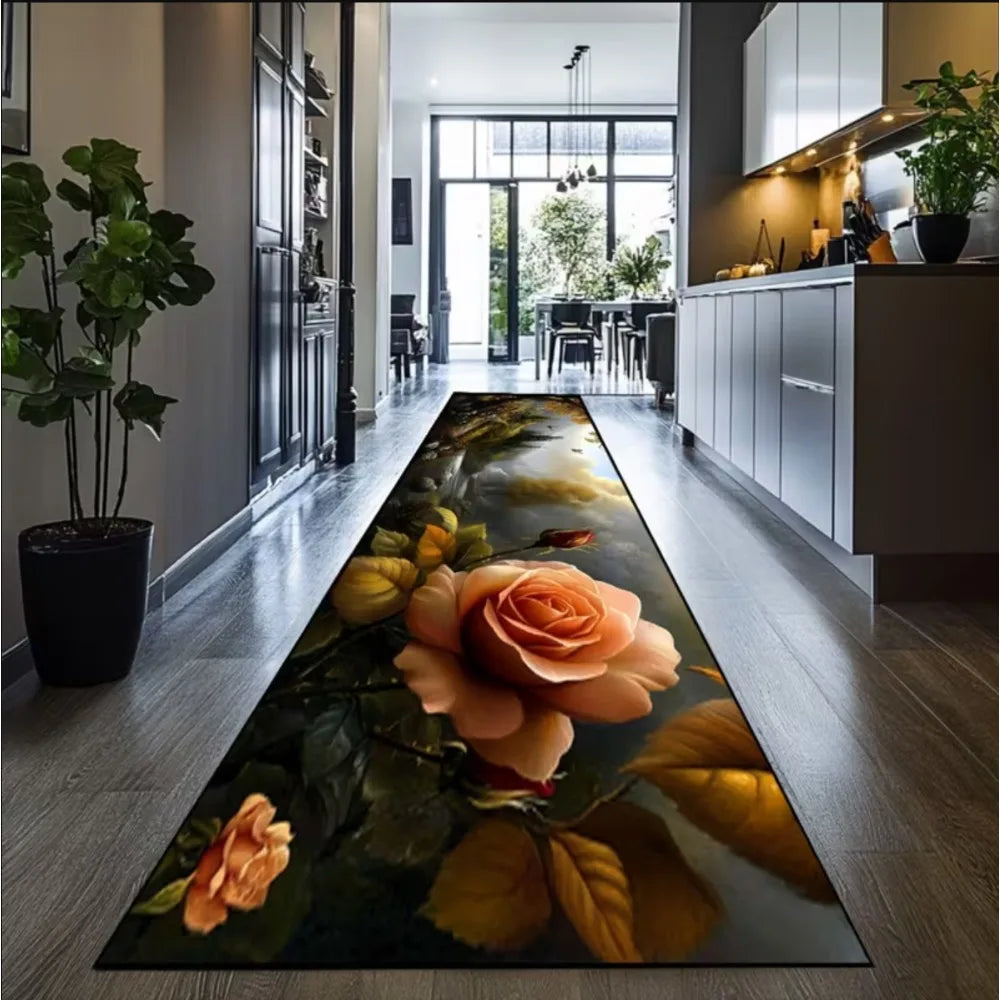 Classical Luxury Gold Flower Themed Carpet Fabric Is Comfortable Non Slip Easy Clean Perfect for Home Place or Vacation Home