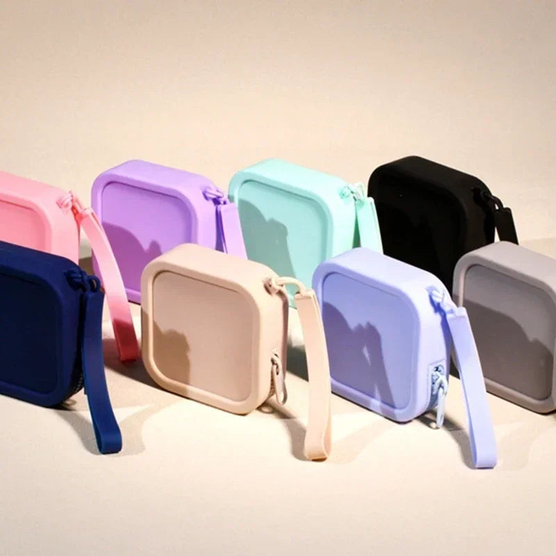 Waterproof Solid Color Silicone Wallet & Coin Purse | Mini Zipper Organizer Travel Pouch (Cosmetic Bag, Earphone Bag for Students)