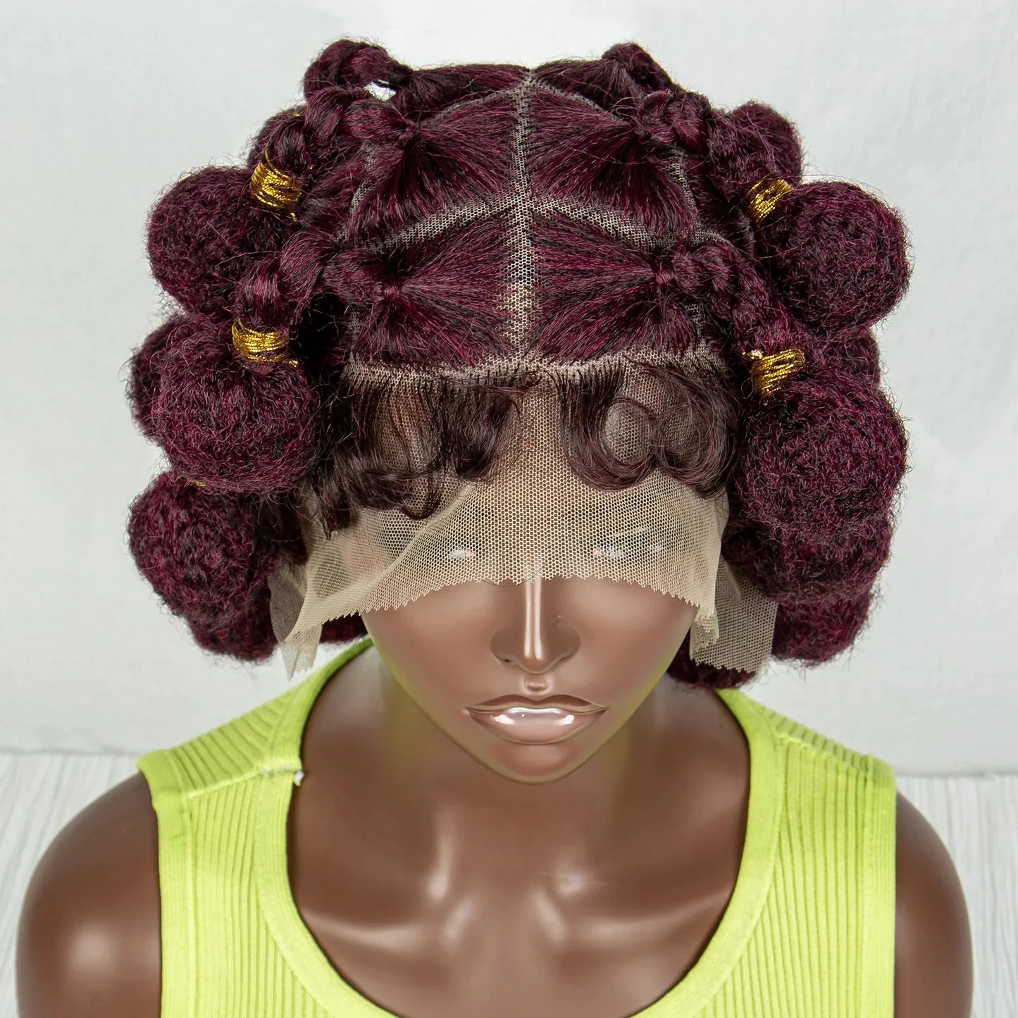 Short Bantu Knotless Braids Wig | Handmade Cornrow Accents | Full Lace