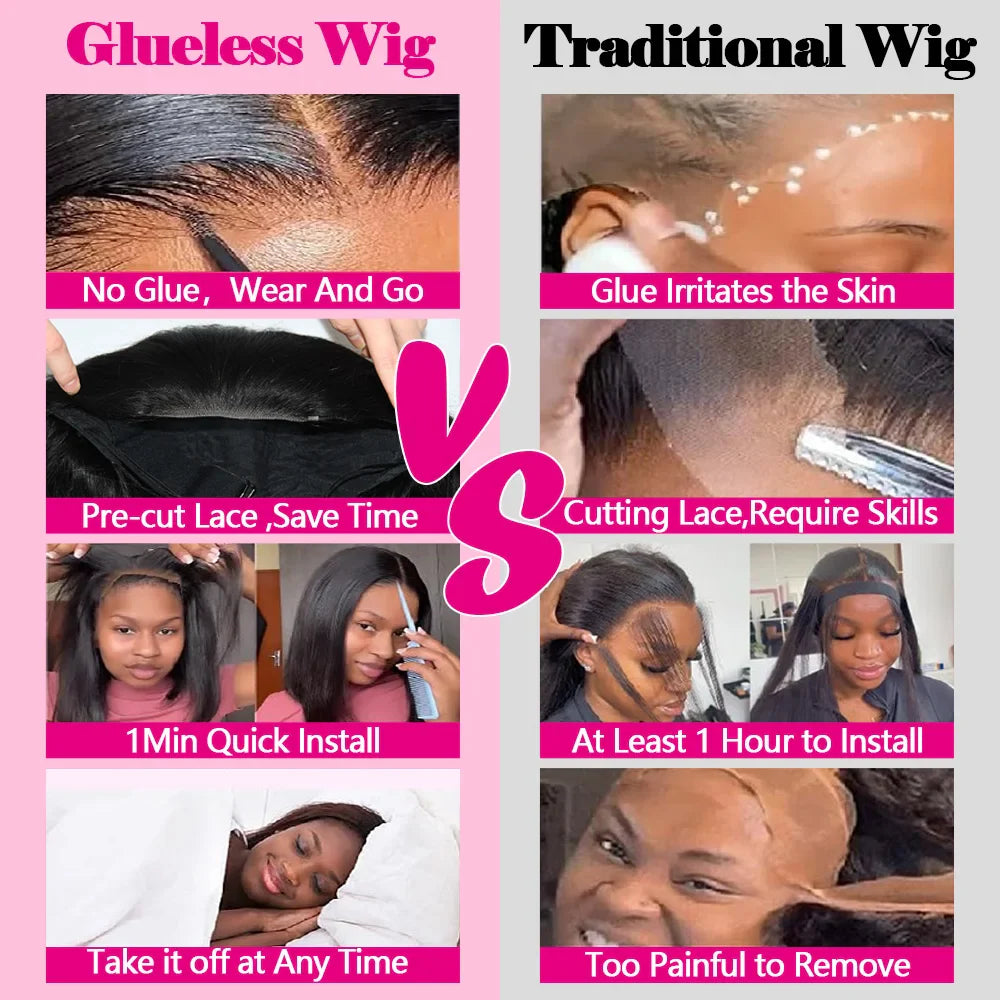 Straight Bob Wig | Glueless | Brazilian Remy Hair | 4x4 Lace Closure | Pre-Cut | Ready to Wear | Natural Black