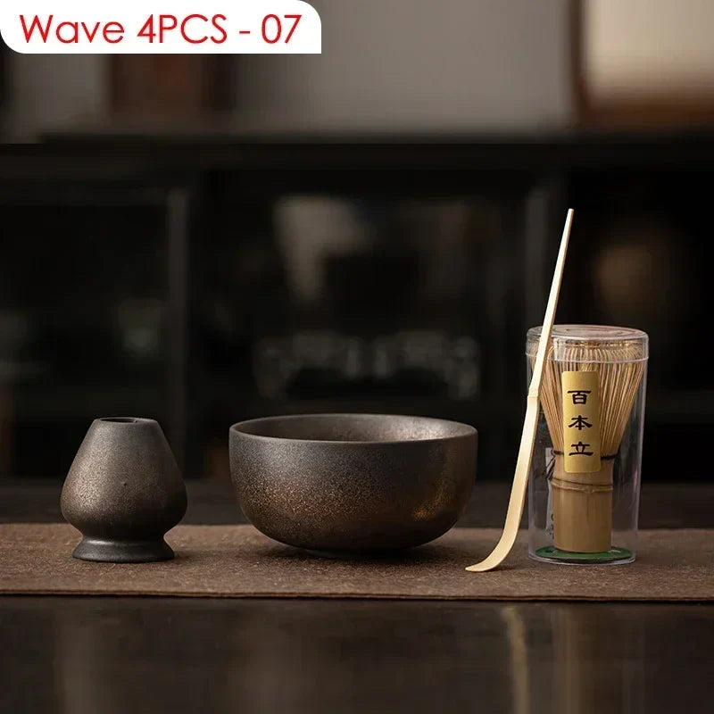 4PCS Japanese Matcha DIY Tea-Making Tools Bamboo Matcha Whisk Scoop Bowl Tea Whisk Brush Suits Ceremony Accessories