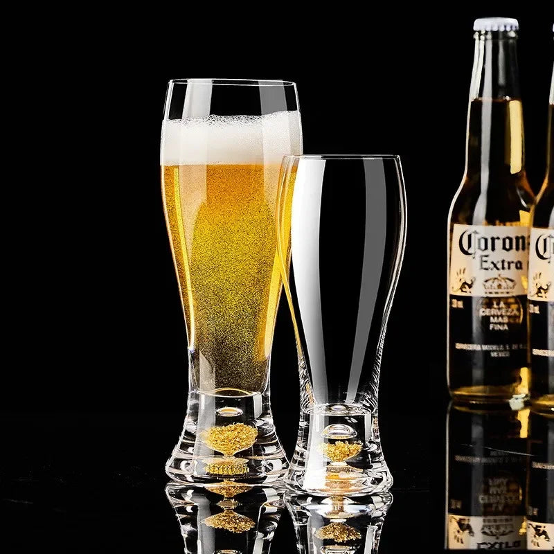 High-grade luxury gold leaf crystal glass craft beer mug large capacity beer mug beverage juice glass
