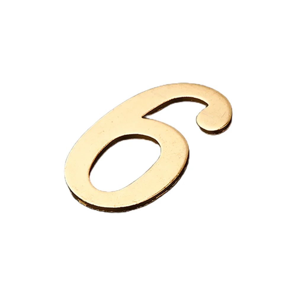 Golden Metal Door Number with Backing Adhesive 7*4cm House Number Apartment Door Number for Outdoor Hotel Home Mailbox Label