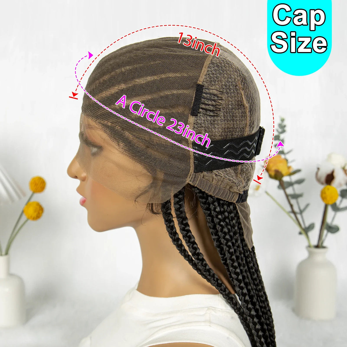 Fulani Stitch Cornrow Box Braids Wig | Transparent Full Lace | Baby Hair | Black Women