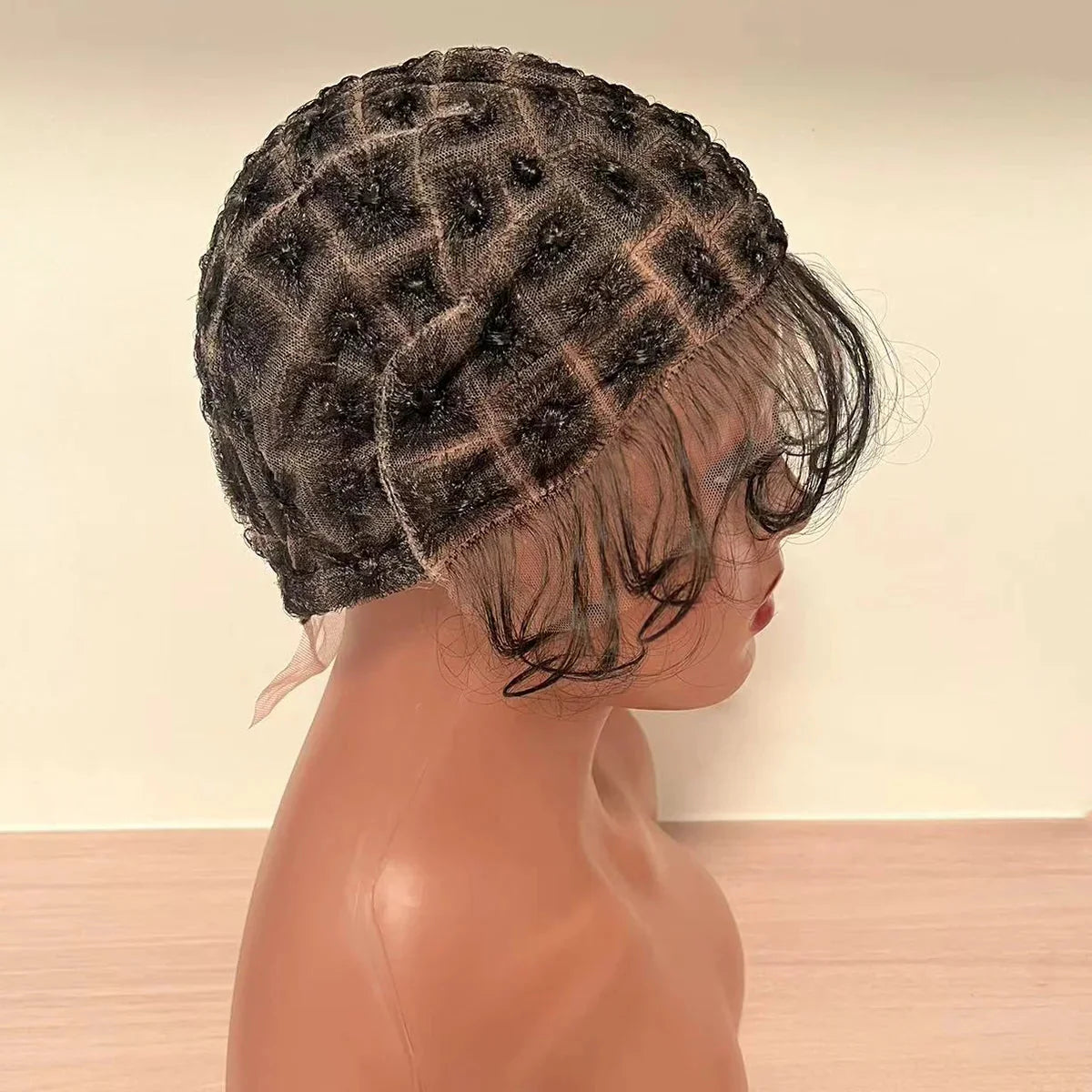 Full Lace Crochet Wig Cap with Baby Hair | Micro Senegalese Twist & Crochet Wig Base | Virgin Chinese Hair | Jerry Curl