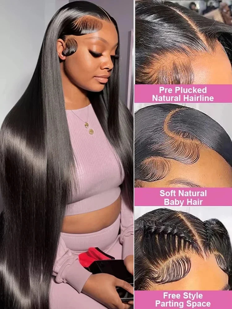 250 Density 40 36 Inch Straight HD Transparent 13x6 Lace Front Wig | Brazilian Virgin Remy Human Hair