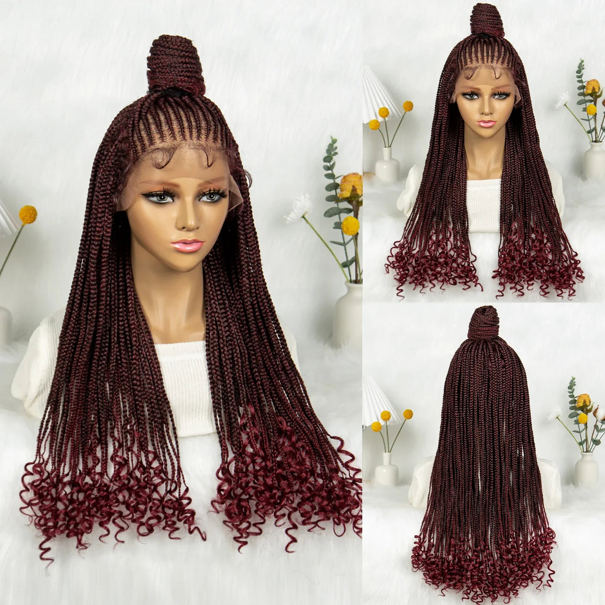 Updo Braided Wig with Curly Ends & Baby Hair | Lace Front
