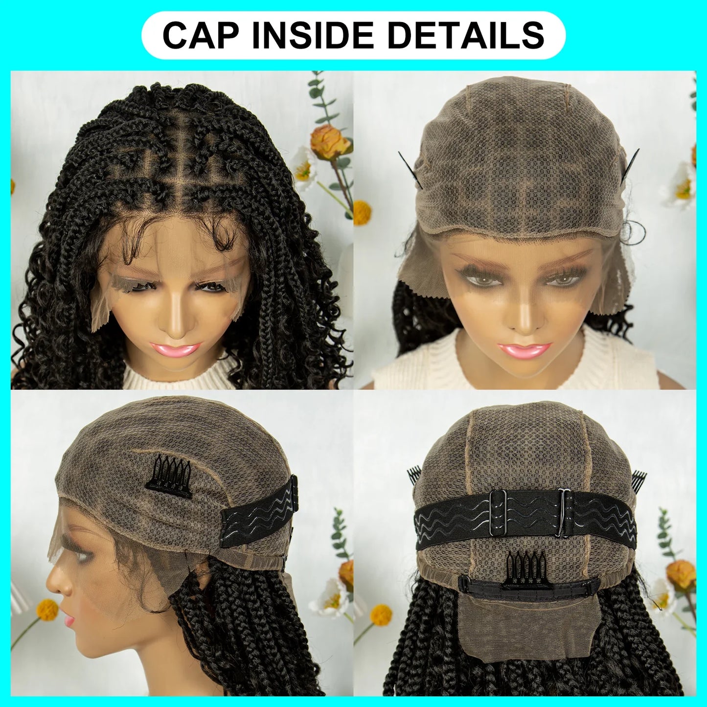 Short Boho Box Braids Wig | Curly Ends | Full Lace | Baby Hair | Synthetic Hair | Black Women