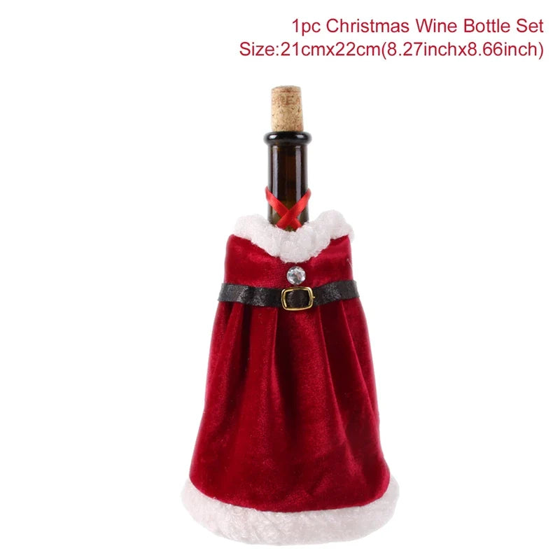 Merry Christmas Decoration for Home 2024 Santa Claus Wine Bottle Cover Snowman Stocking Gift Holders Xmas Navidad Decor New Year