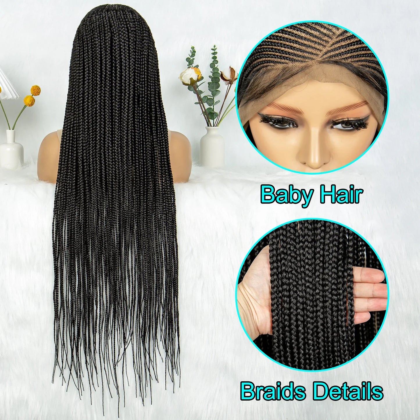 Fulani Cornrow Box Braids Wig | Full Lace Front | Baby Hair | KIMA Synthetic