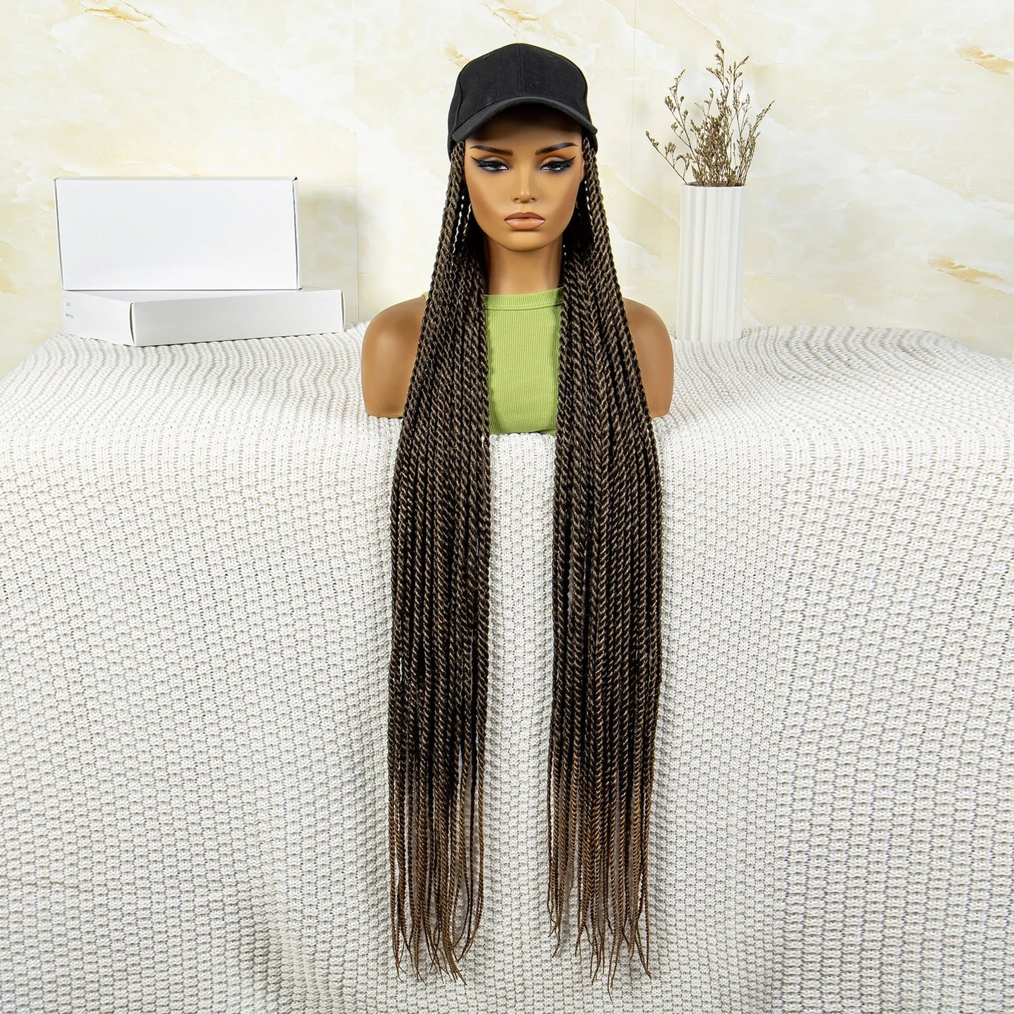Synthetic Long Twists Braids Extension With Adjustable Cap Fashionable Machine Made Crochet Braided Extension Cap Wig For Women