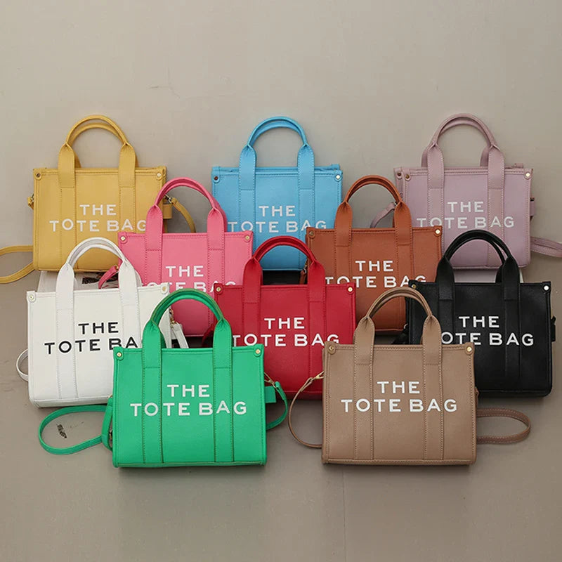 The Tote Bag for Women | Crossbody Female Handbag & New Solid Words Letter Leisure Large Bag (Luxury Fashion Designer PU Bag)