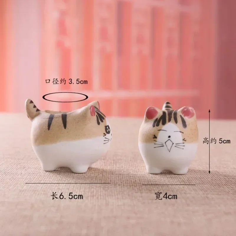 Ceramic Flower Pot Cute Cat Succulent Plant Pots Vase Simulation Cartoon Animal Pots Planters for Indoor Plants Home Decoration