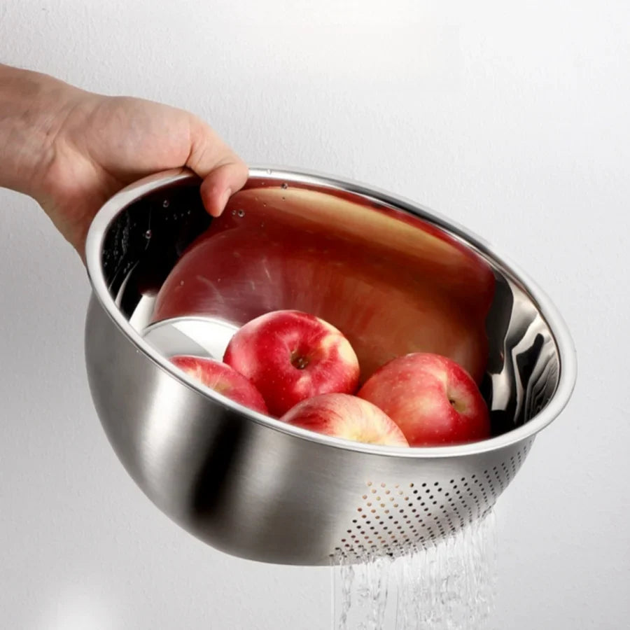 Kitchen Strainer, Stainless Steel Colander Rice Washer Vegetable Fruit Washing Bowls for Cleaning , Rice, and , Kitchen Tools