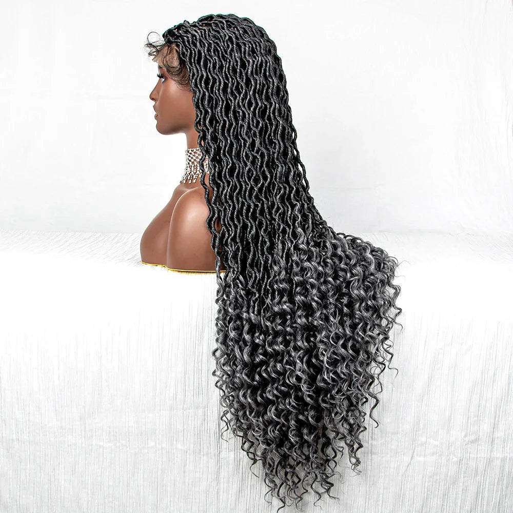 Colorful Dreadlocks & Water Wave Braids Wig | Lace Front | Baby Hair