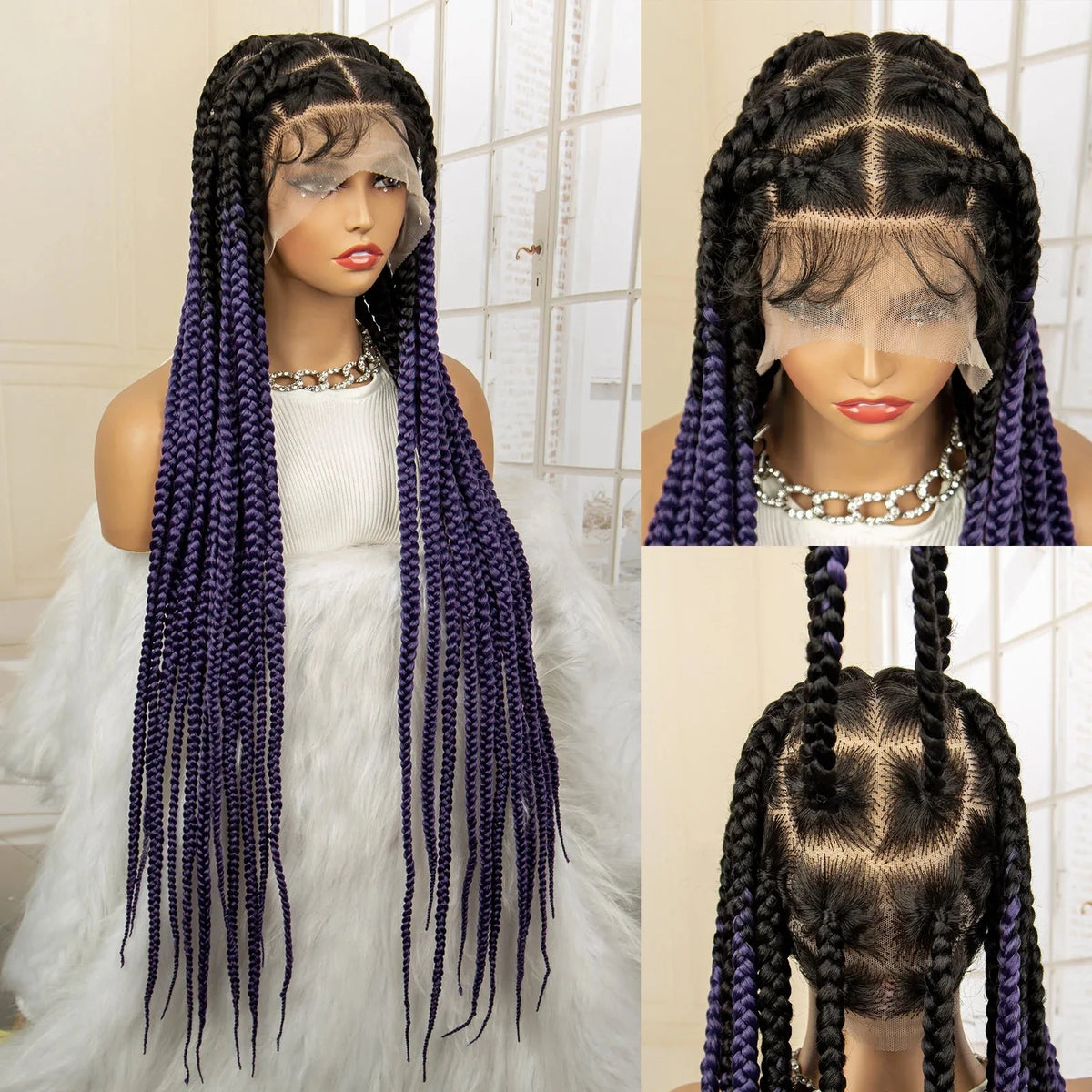 Jumbo Cornrow & Knotless Box Braids Wig | Full Lace | Baby Hair | Black Women